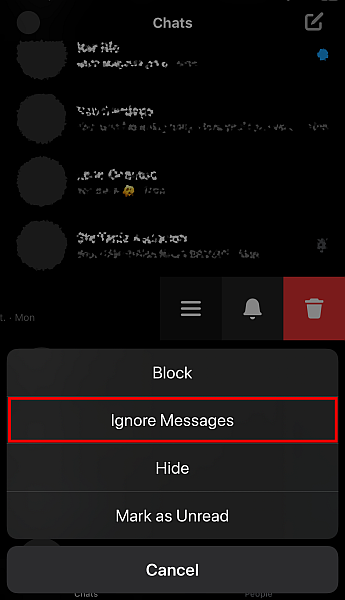 Click on the second option to ignore messages