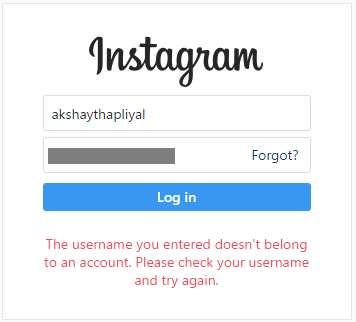 Instagram-Kontoanmeldung bei einem deaktivierten Konto im Website-Web
