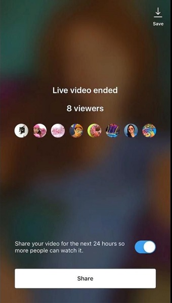 分享 Instagram Live To Story 以供重新观看