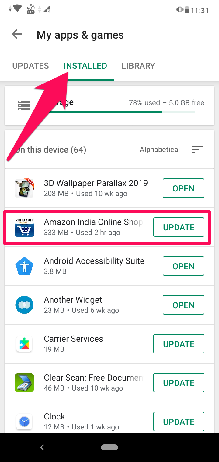 εγκατεστημένες εφαρμογές στο Android