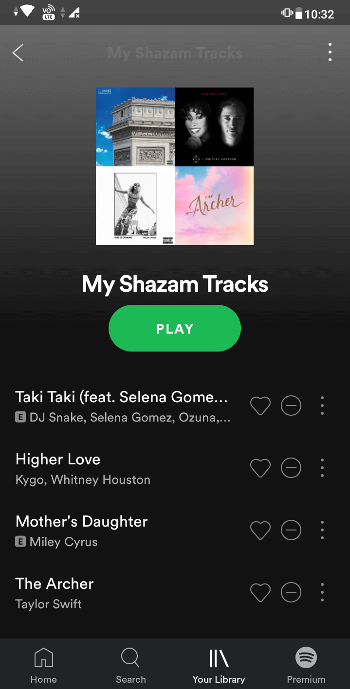 تصدير قائمة تشغيل Shazam إلى Spotify