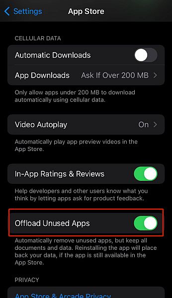 App Store-innstillinger i iPhone