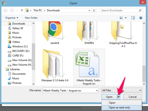 Öffnen Sie die CSV-Datei in Google Sheets