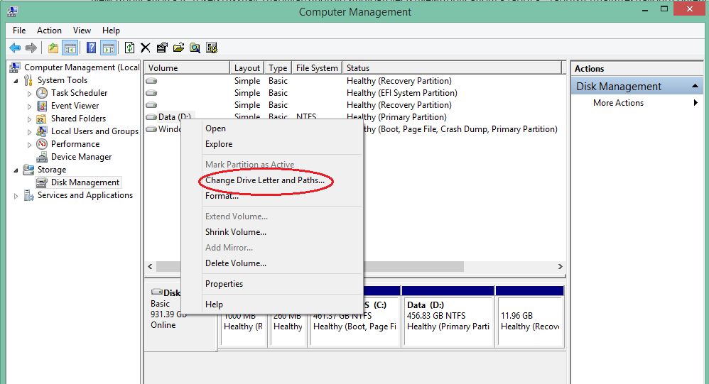 Windows에서 포맷하지 않고 하드 디스크 파티션 나누기 - 드라이브 문자 변경