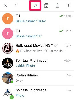 pin telegram chaty pomocí androidu