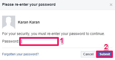 fornire la password per la sicurezza