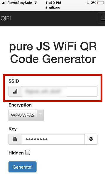 اكتب اسم WiFi الخاص بك في SSID
