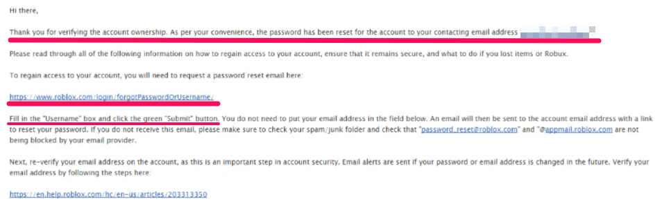 unohdin Roblox-salasanan etkä ole lisännyt sähköpostia
