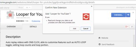 replay youtube videos automatically - add extension