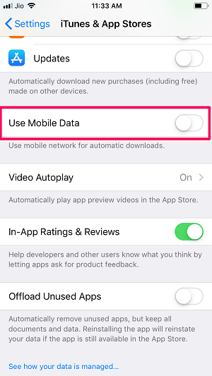 beperk automatische updates van apps tot wifi alleen op iPhone