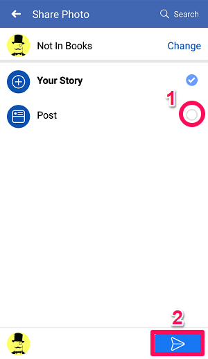 حفظ القصة لصفحة الفيسبوك باستخدام الهاتف المحمول