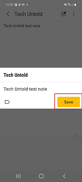 Salvando notas no Google Keep Notes no Android