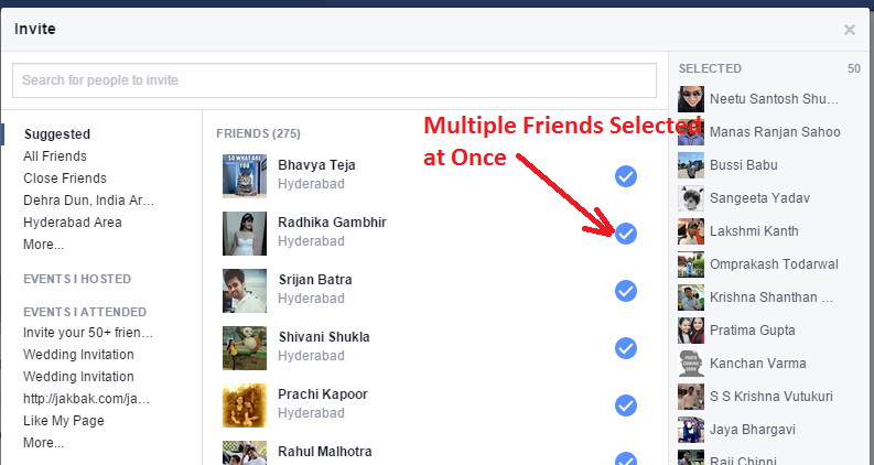 Inviter alle venner til Facebook-begivenhed på én gang