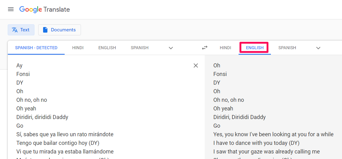 Google Çeviri kullanarak şarkı sözlerini çevir