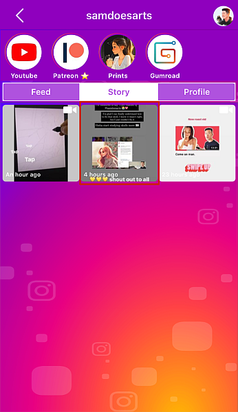 重新发布故事应用故事选项卡，显示您的 Instagram 朋友的 Instagram 故事