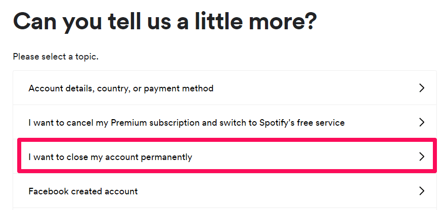 eliminar la cuenta de Spotify de forma permanente