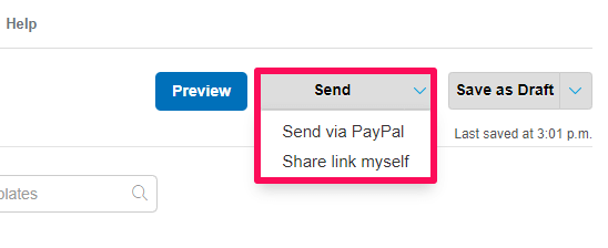 إرسال الفاتورة مع Paypal