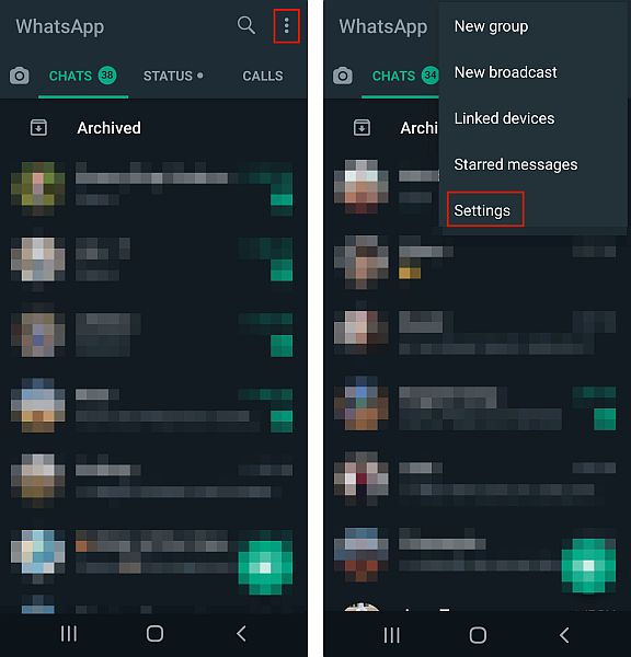 whatsapp設定へのアクセス