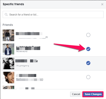 share a Facebook post with specific friends