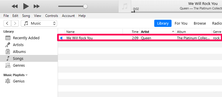 chansons ajoutées à la bibliothèque iTunes