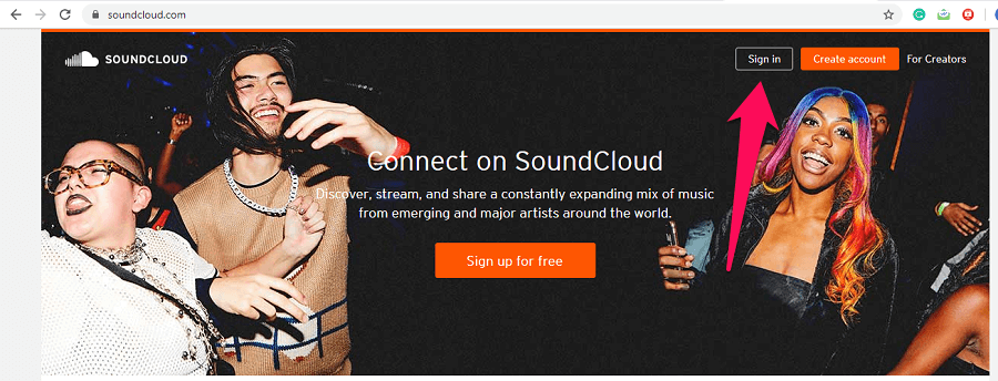 αρχική σελίδα του soundcloud