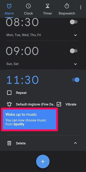 alarm sesi için spotify