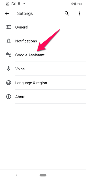 Tippen Sie auf Google Assistant