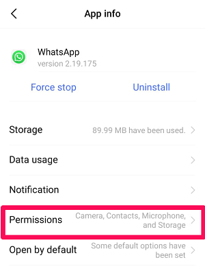 tap on permissions