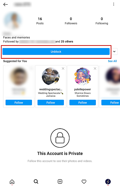 Instagram 用戶個人資料頁面的屏幕截圖