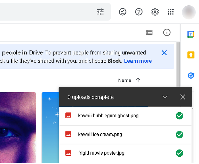 Folyamatjelző a fájl feltöltéséhez a Google Drive-ban