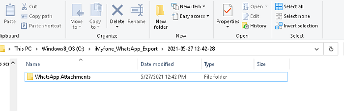 Exportált Whatsapp adatmappa a számítógépen