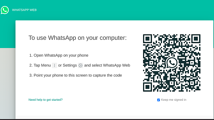 Página de la aplicación web de Whatsapp